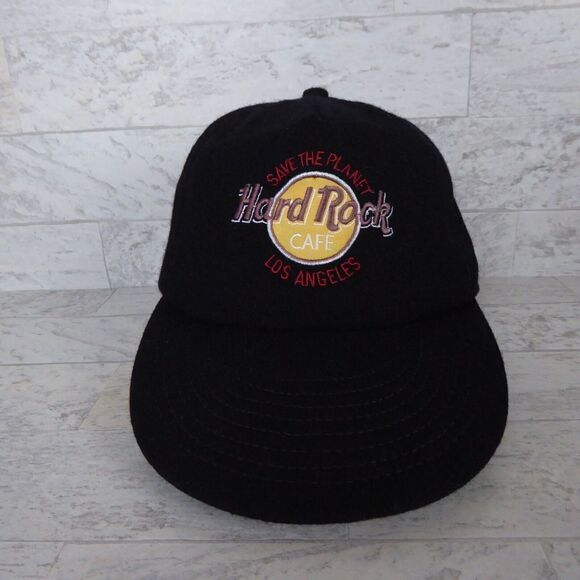 Vintage Hard Rock Cafe Hat Cap Snapback Black Los Angeles Wool USA Made 90s - Picture 2 of 7